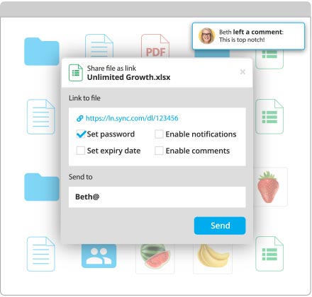Secure file sharing with links